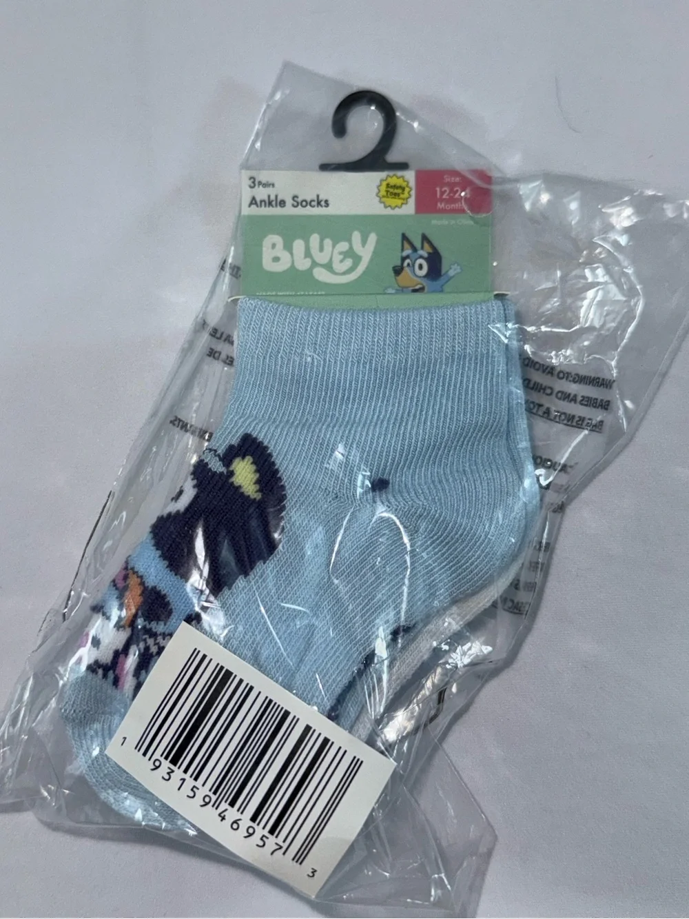 NWT-Bluey 12/24M Unisex Toddler 3-Pair Character Ankle Socks
